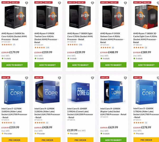 6-ядерные процессоры AMD Ryzen 5600 – безоговорочные хиты. Они входят в топ-5 и топ-10 самых популярных онлайновых ретейлеров