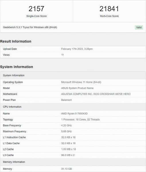 Кэша много, а что с производительностью? Топовый игровой процессор AMD Ryzen 9 7950X3D протестировали в Geekbench