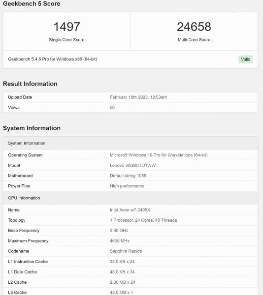 Это точно процессор для энтузиастов? Xeon W7-2495X в тесте Geekbench уступил Core i9-13900K