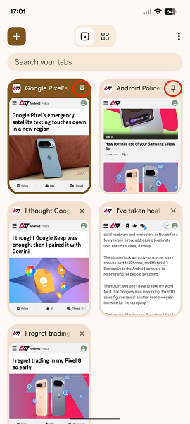 Функция закрепления вкладок Google Chrome приходит на Android 