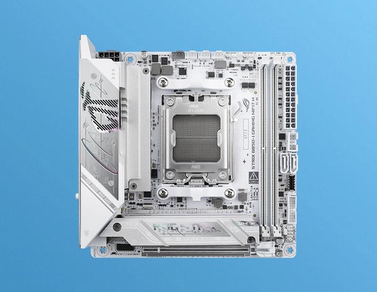 ASUS ROG STRIX B850-I Gaming WiFi7 W — полностью белая материнская плата вплоть до каждого разъёма