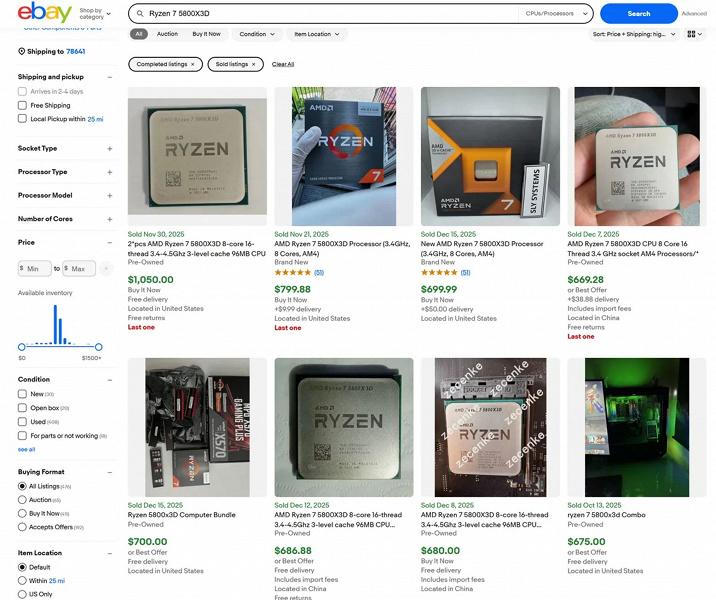 Ажиотажный спрос на процессоры AMD прошлых поколений на площадке eBay