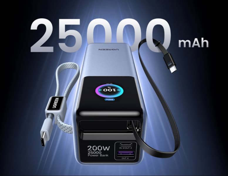 Ugreen представила Nexode Pro — мощный пауэрбанк на 25 000 мАч со встроенными кабелями и быстрой зарядкой до 200 Вт Ugreen представила Nexode Pro — мощный пауэрбанк на 25 000 мАч со встроенными кабелями и быстрой зарядкой до 200 Вт