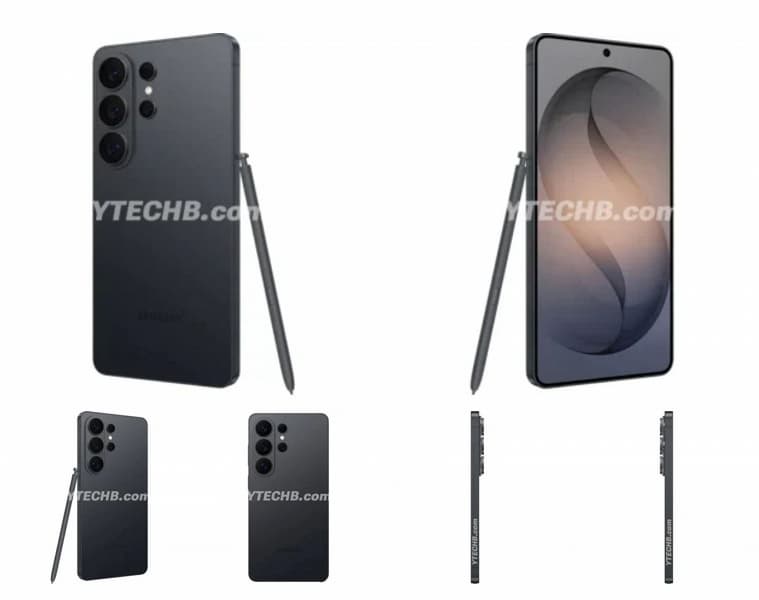 Флагманский Samsung Galaxy S26 Ultra в черном цвете на качественных рендерах