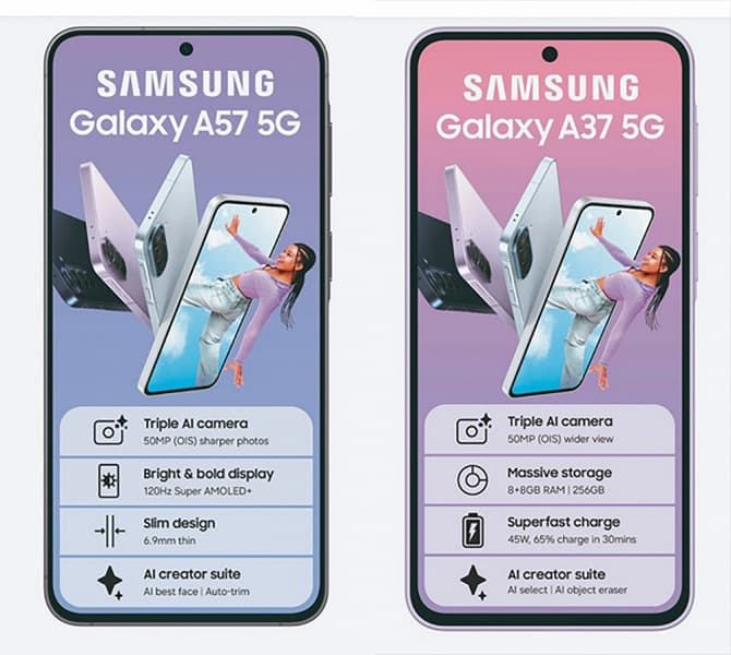Раскрыты характеристики Samsung Galaxy A57 и Galaxy A37: новинки появились на сайте ритейлера Раскрыты характеристики Samsung Galaxy A57 и Galaxy A37: новинки появились на сайте ритейлера